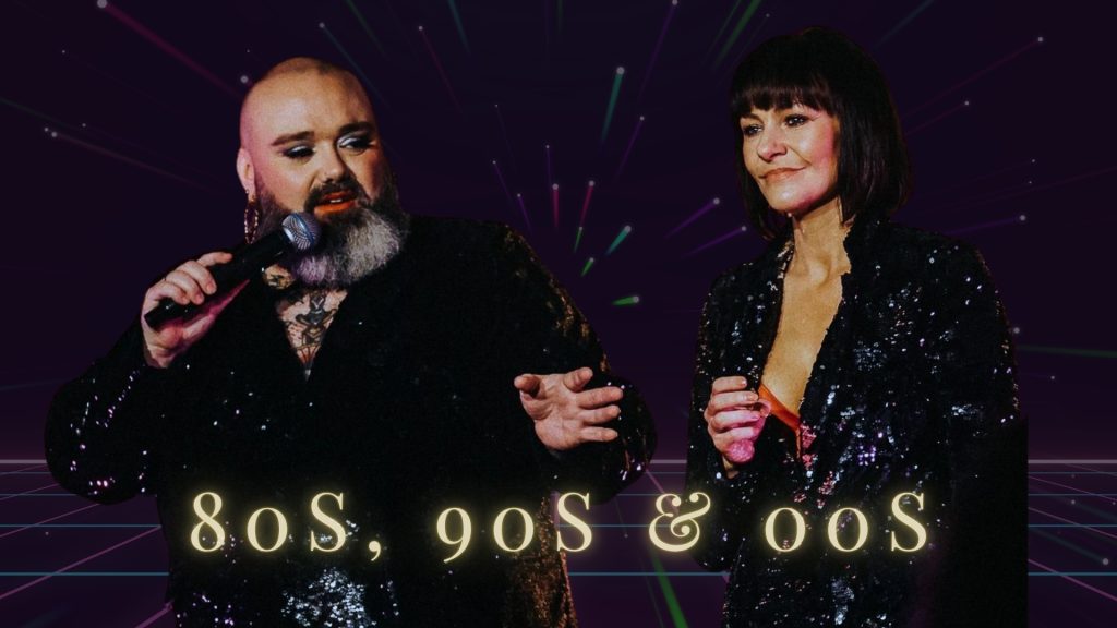 alt="80s 90s & 00s Brunch with Prosecco reception, main course lunch, and cabaret show" alt="Sunday matinée cabaret with 80s, 90s and 00s hits"